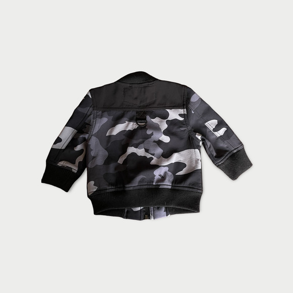Urban Republic Baby Toddler Grey Camo Bomber Jacket 18 Months Black Zip Up Coat - Picture 4 of 4